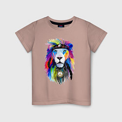 Футболка хлопковая детская Color lion! Neon!, цвет: пыльно-розовый