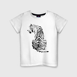 Футболка хлопковая детская Тигр со спины, цвет: белый
