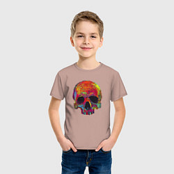 Футболка хлопковая детская Cool color skull, цвет: пыльно-розовый — фото 2