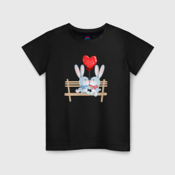 Детская футболка Влюбленные Зайцы на лавке Любовь