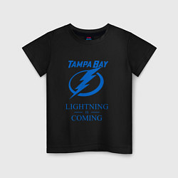 Футболка хлопковая детская Tampa Bay Lightning is coming, Тампа Бэй Лайтнинг, цвет: черный