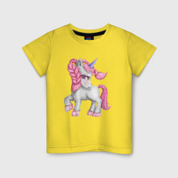 Детская футболка Единорог с розовой гривой