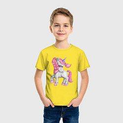 Футболка хлопковая детская Единорог с розовой гривой, цвет: желтый — фото 2