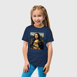 Футболка хлопковая детская Shiba Inu Mona Lisa, цвет: тёмно-синий — фото 2
