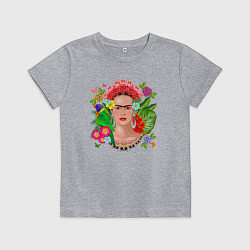 Футболка хлопковая детская Фрида Кало Мексика Художник Феминист, цвет: меланж