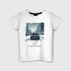 Футболка хлопковая детская Lexus - зимняя дорога, цвет: белый