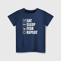 Детская футболка Есть Спать Рыбалка Повторить