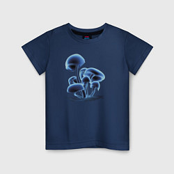Футболка хлопковая детская Неоновые грибы, цвет: тёмно-синий