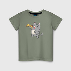Детская футболка Кот с кусочком пиццы