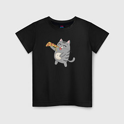 Детская футболка Кот с кусочком пиццы