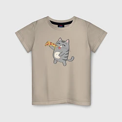 Детская футболка Кот с кусочком пиццы