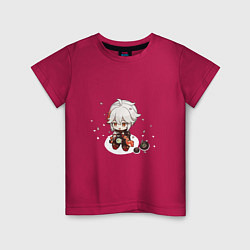Детская футболка Отдыхающий Кадзуха с лепестками сакуры