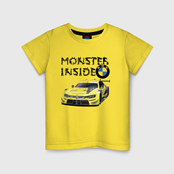 Футболка хлопковая детская BMW M Power Monster inside, цвет: желтый