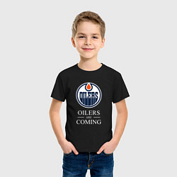 Футболка хлопковая детская Edmonton Oilers are coming Эдмонтон Ойлерз, цвет: черный — фото 2