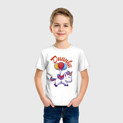 Футболка хлопковая детская Дианкин единорожка, цвет: белый — фото 2
