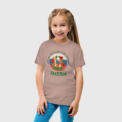 Футболка хлопковая детская Матушка Россия жостово, цвет: пыльно-розовый — фото 2
