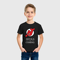 Футболка хлопковая детская New Jersey Devils are coming Нью Джерси Девилз, цвет: черный — фото 2