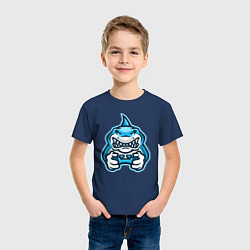 Футболка хлопковая детская Shark player, цвет: тёмно-синий — фото 2