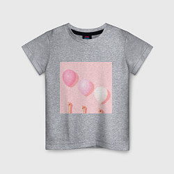 Футболка хлопковая детская Розовые шарики, цвет: меланж