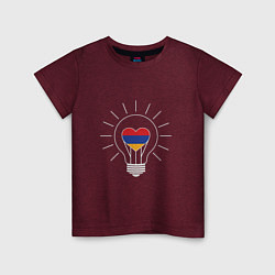 Футболка хлопковая детская Armenia Light, цвет: меланж-бордовый