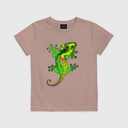 Футболка хлопковая детская Ящерица Lizard, цвет: пыльно-розовый