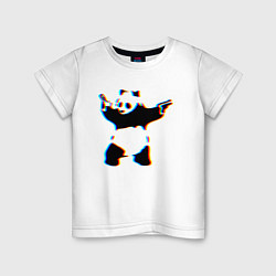 Футболка хлопковая детская Banksy Panda with guns - Бэнкси, цвет: белый