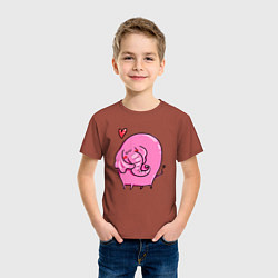 Футболка хлопковая детская Влюбленный розовый слон, цвет: кирпичный — фото 2