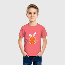 Футболка хлопковая детская Basketball Bunny, цвет: коралловый — фото 2