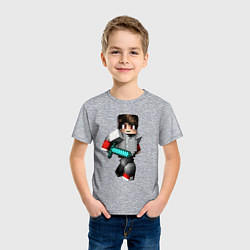 Футболка хлопковая детская Minecraft Warrior Hero, цвет: меланж — фото 2