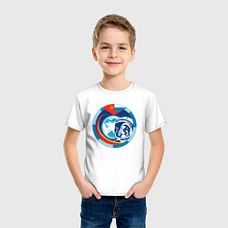 Футболка хлопковая детская Первый Космонавт Юрий Гагарин 1, цвет: белый — фото 2