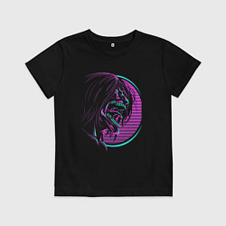 Футболка хлопковая детская Кричащий Эрен атака титанов, цвет: черный