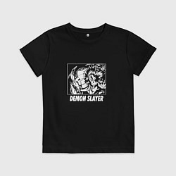 Футболка хлопковая детская Грозный Танджиро Клинок рассекающий демонов, цвет: черный