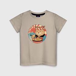 Футболка хлопковая детская Catana Ramen, цвет: миндальный