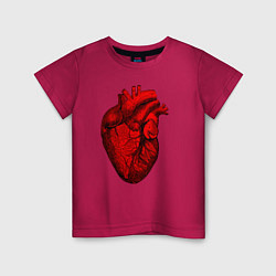 Футболка хлопковая детская Сердце анатомическое, цвет: маджента