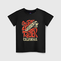 Футболка хлопковая детская Surf rider Catch the wave California, цвет: черный