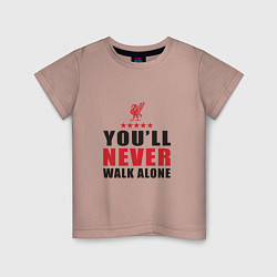 Футболка хлопковая детская Liverpool - Never Walk Alone, цвет: пыльно-розовый