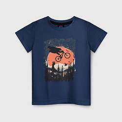 Футболка хлопковая детская Лунный Медведь Райдер, цвет: тёмно-синий