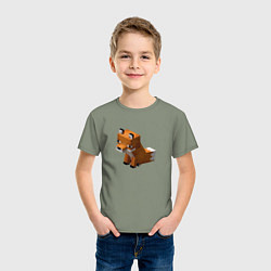 Футболка хлопковая детская Милая лиса из Майнкрафта, цвет: авокадо — фото 2