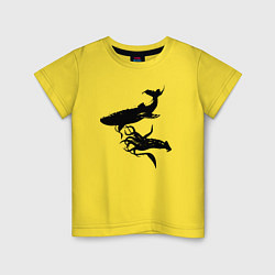 Футболка хлопковая детская Кит и Кальмар, цвет: желтый