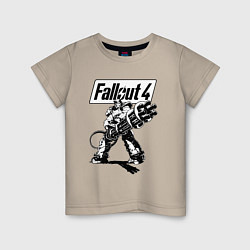 Футболка хлопковая детская Fallout 4 Hero!, цвет: миндальный