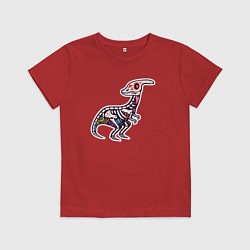 Детская футболка Цветной скелет динозавра