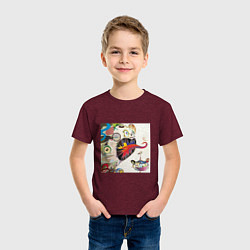 Футболка хлопковая детская Little white ТМ, цвет: меланж-бордовый — фото 2