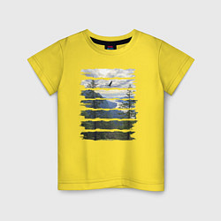 Детская футболка Горы, небо и птицы