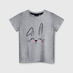 Детская футболка Симпатичная мордочка кролика с изогнутым ухом в ст