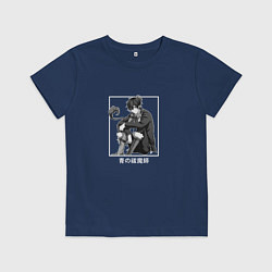 Футболка хлопковая детская Загадочный Рин Окумура, цвет: тёмно-синий