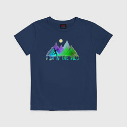 Футболка хлопковая детская Run in the Wild, цвет: тёмно-синий