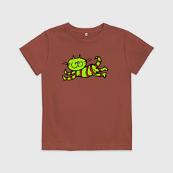 Детская футболка Зеленый полосатый кот