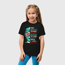 Футболка хлопковая детская Они шептали, ты не выдержишь бурю, она прошептала, цвет: черный — фото 2
