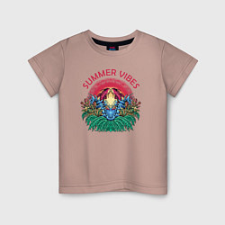 Футболка хлопковая детская Summer vibes Летнее настроение, цвет: пыльно-розовый