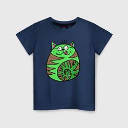 Детская футболка Зеленый круглый кот